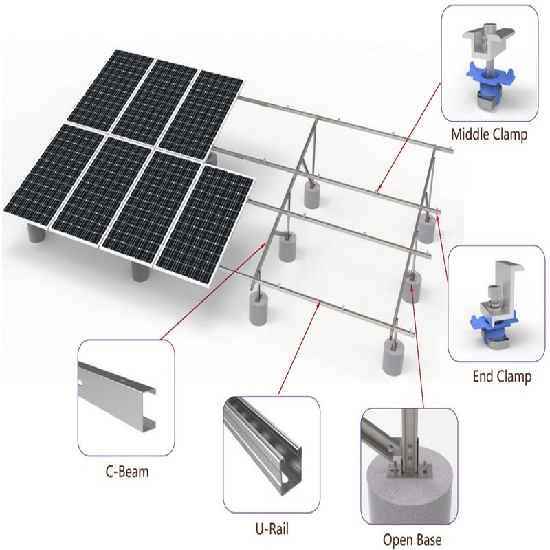 大規模 ZAM コーティング鋼製太陽光発電地上設置システム地上太陽光発電設置構造